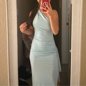 Elegant Light Blue One-Shoulder Dress used for prom!!